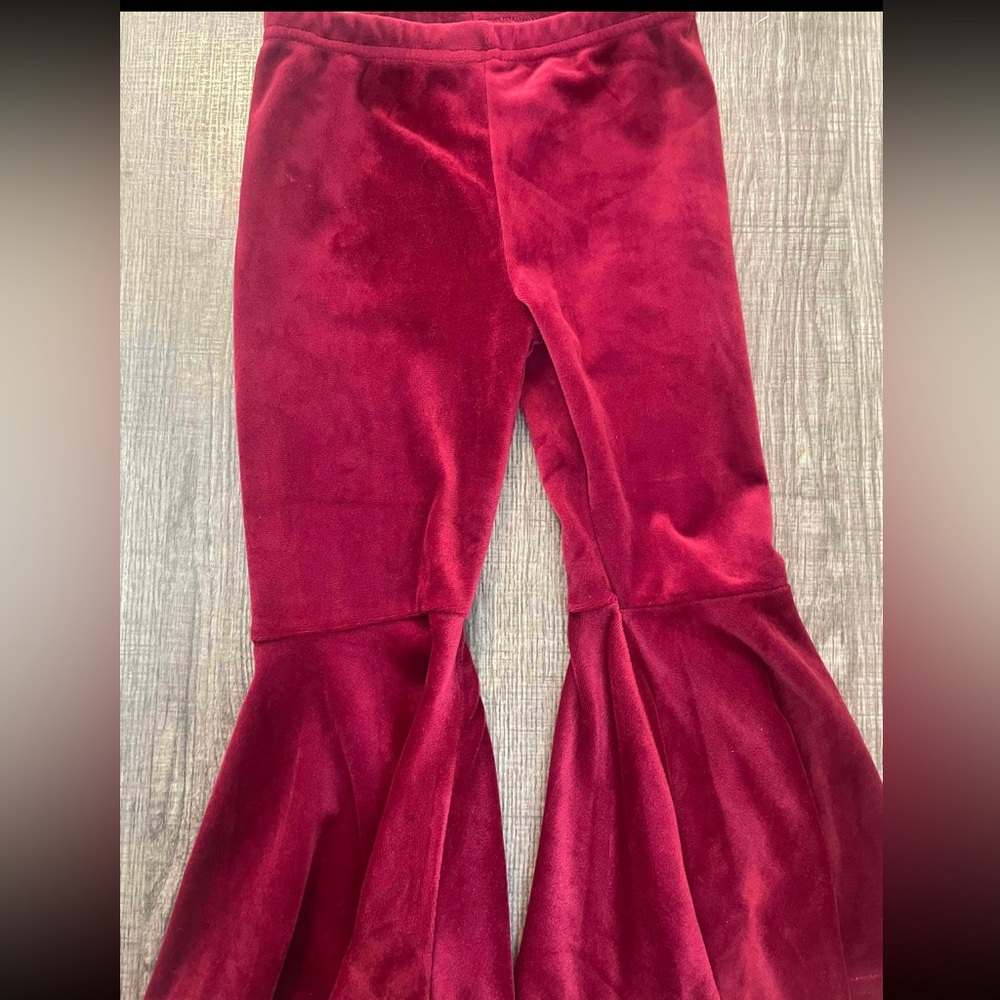 Red Velvet Flared Pants